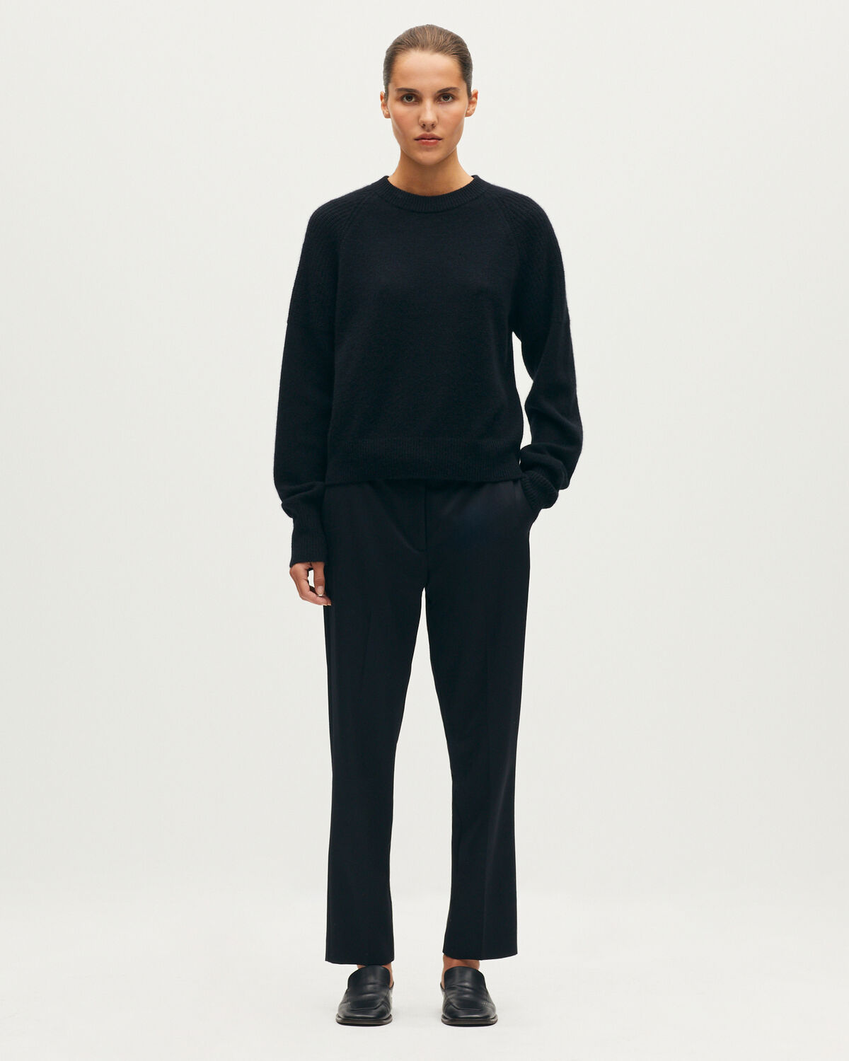 Pantalon cigarette en laine MARGUERITE - H091 BLACK BEAUTY - 1