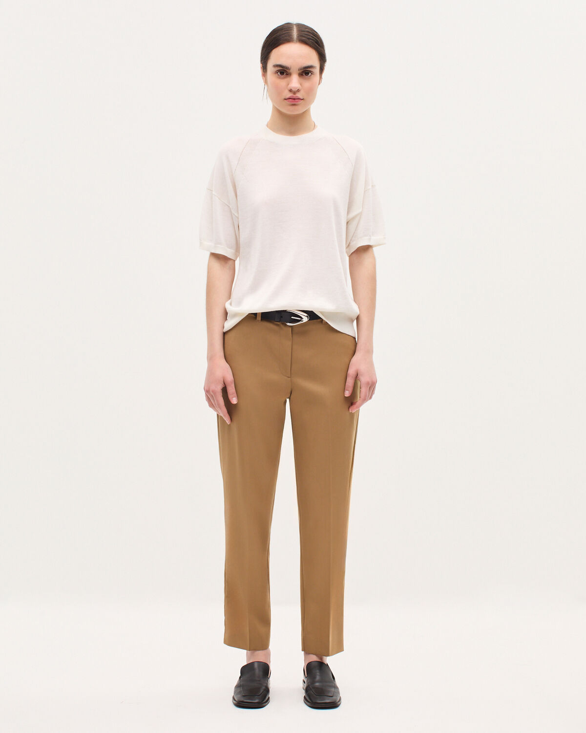 Pantalon cigarette en laine MARGUERITE - K341 OAK BROWN - 1