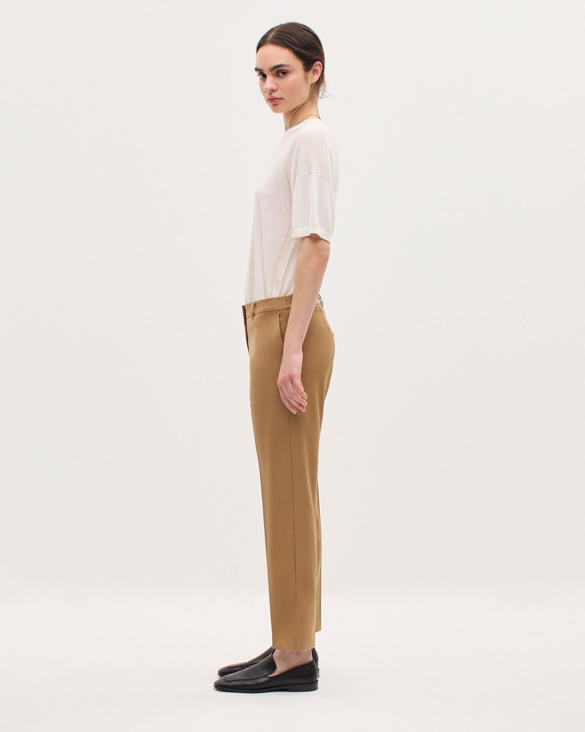 Pantalon cigarette en laine MARGUERITE - K341 OAK BROWN - 2