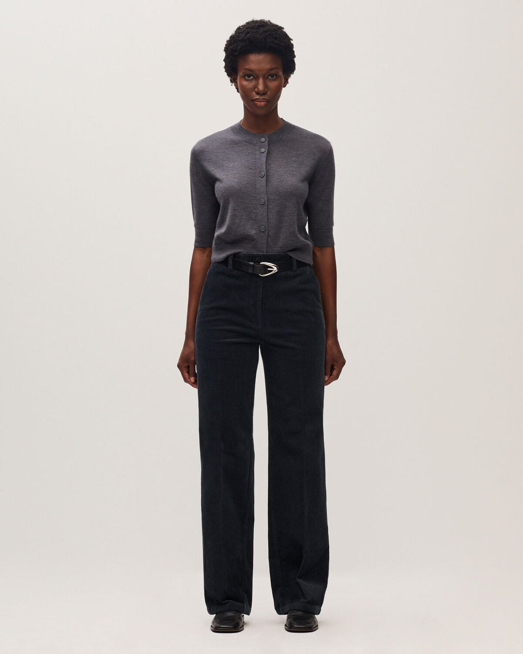 Pantalon droit en velours - K080 VULCAN GRAY - 1