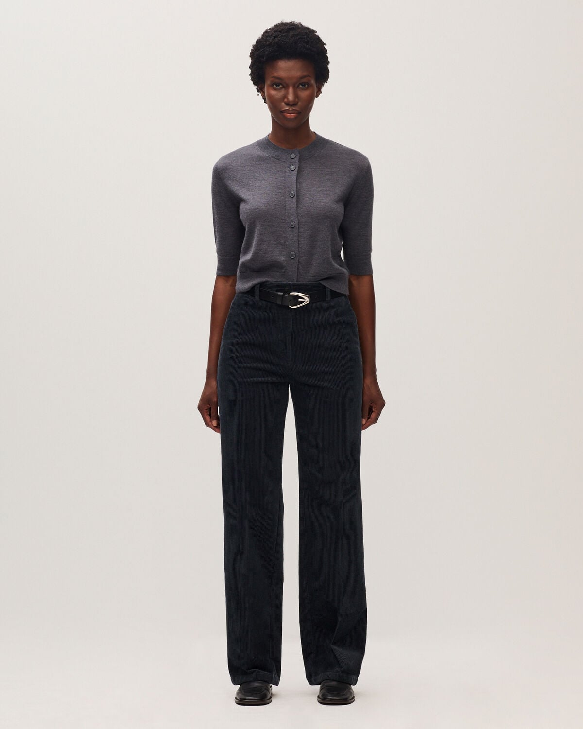 Pantalon droit en velours - K080 VULCAN GRAY - 1