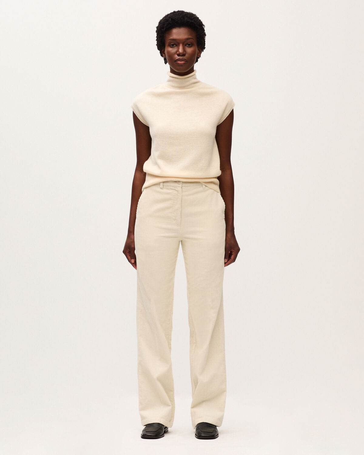 Pantalon droit en velours - K300 ECRU BEIGE - 1