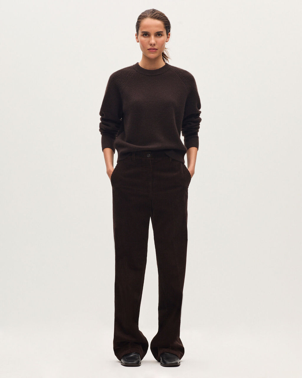 Pantalon droit en velours - K390 TAUPE BROWN - 1