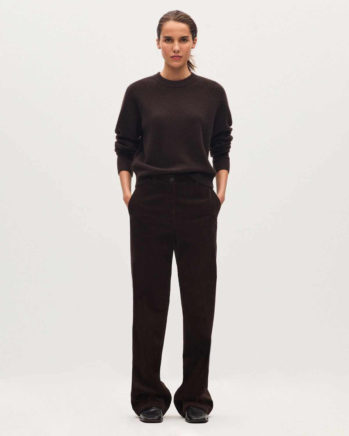 Pantalon droit en velours - K390 TAUPE BROWN - 1
