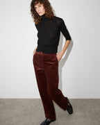 Pantalon droit en velours côtelé - U380 DARK BROWN - 1