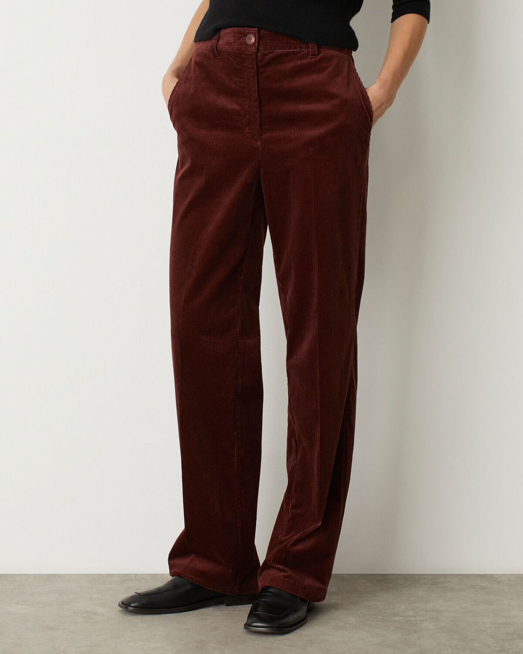 Pantalon droit en velours côtelé - U380 DARK BROWN - 2