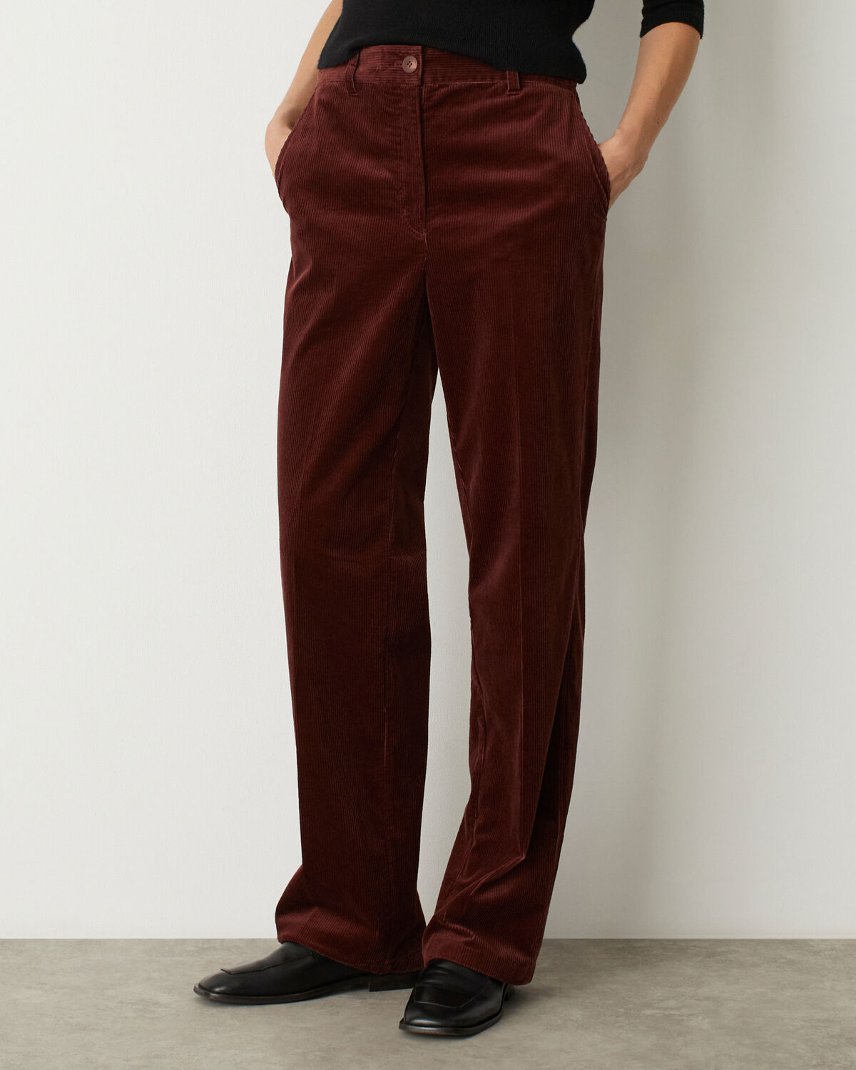 Pantalon droit en velours côtelé - U380 DARK BROWN - 2