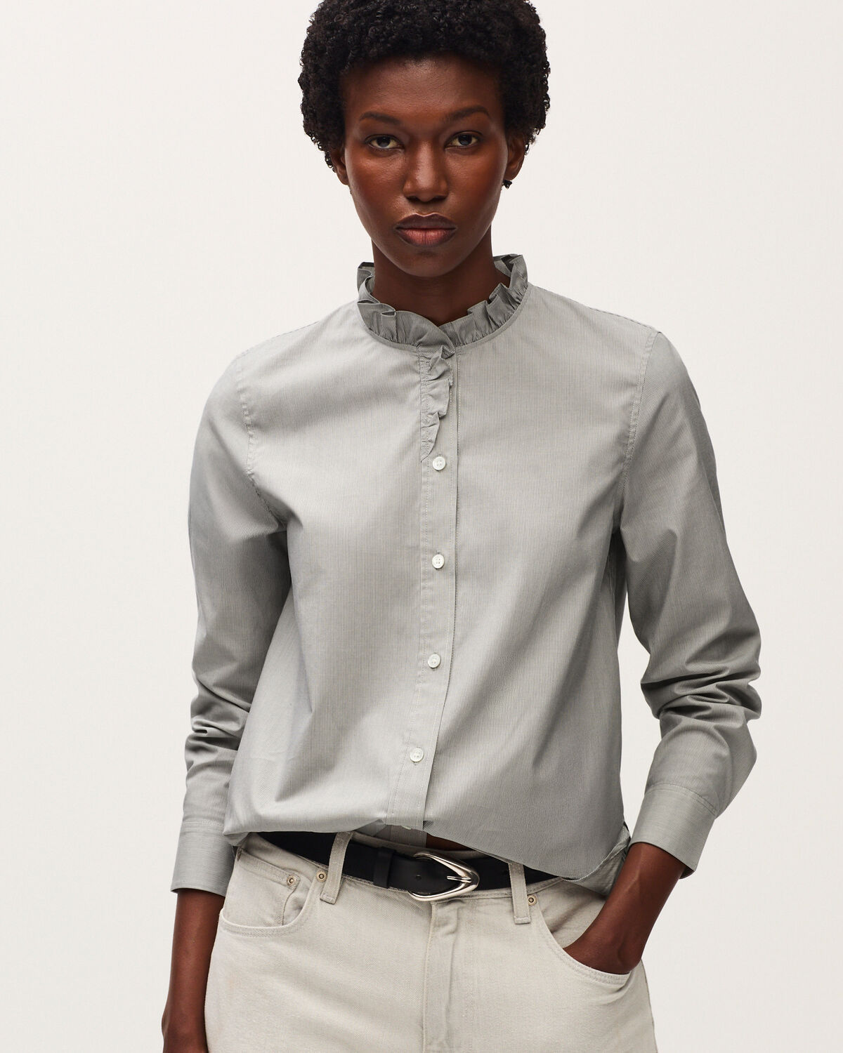 Chemise à col volanté - K092 MINI ST BLACK - 1