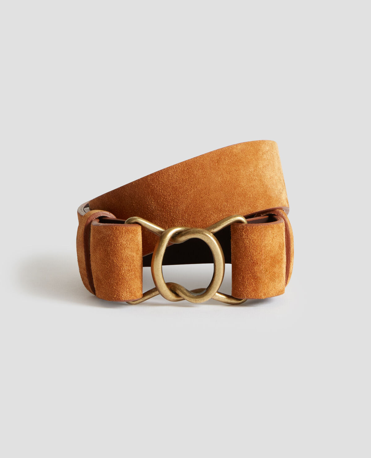 Ceinture fine en cuir suédé - H323 CAMEL - 1