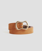 Ceinture fine en cuir suédé - H323 CAMEL - 1