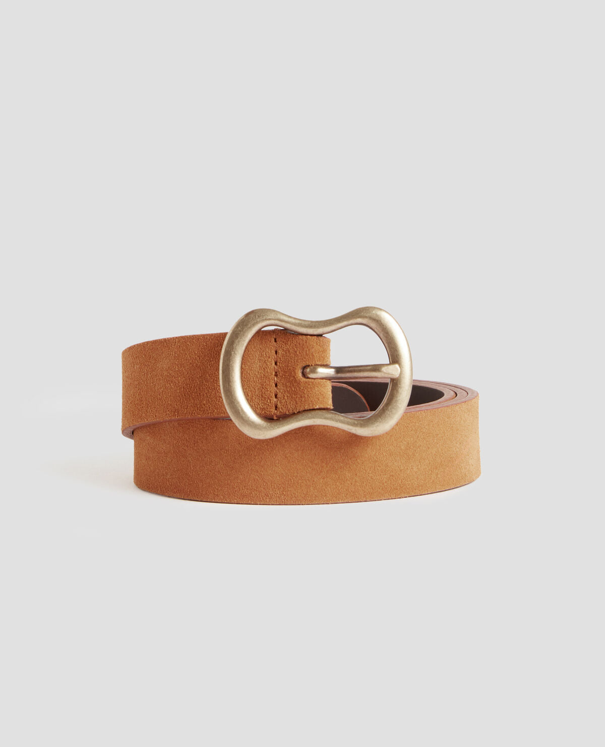 Ceinture fine en cuir suédé - H323 CAMEL - 1