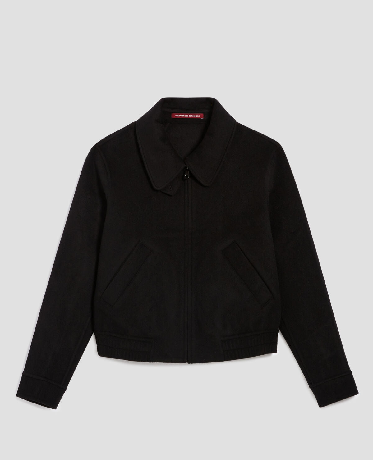 Blouson court double face en laine mélangée - A091 BLACK - 1