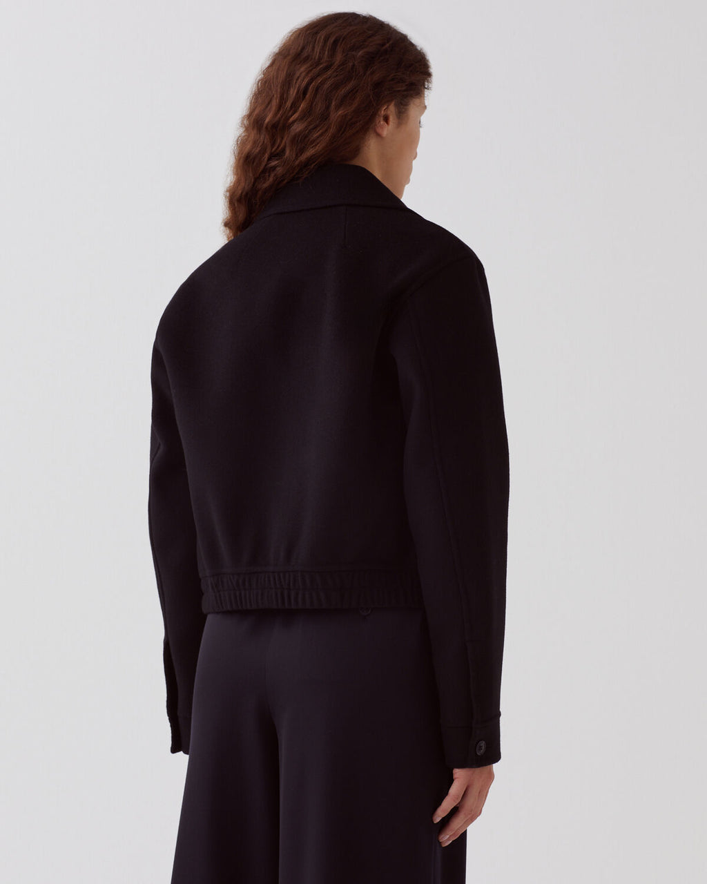 Blouson court double face en laine mélangée - A091 BLACK - 2
