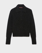 Pull col polo en alpaga mélangé - A092 BLACK KNIT - 2