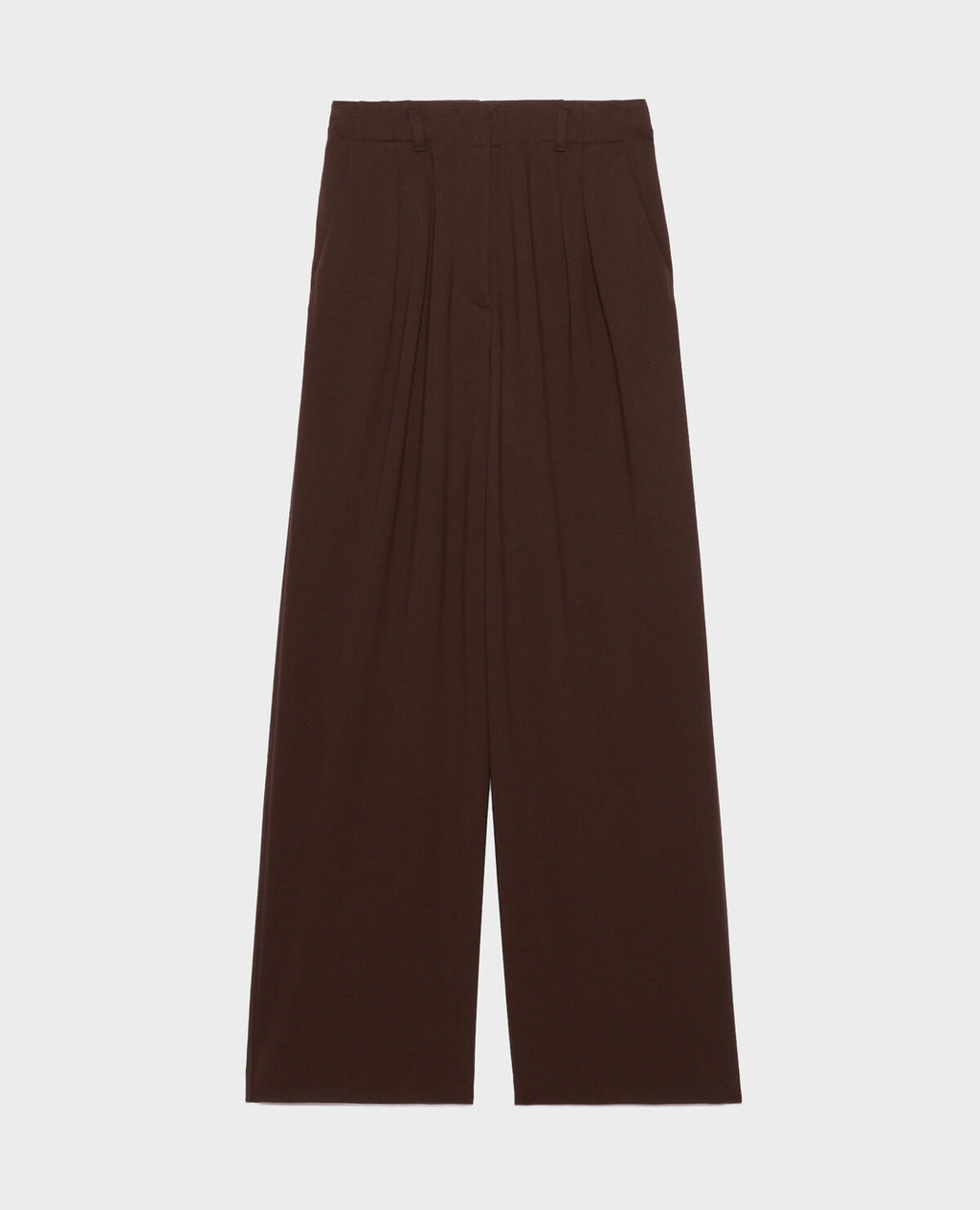 Pantalon ample fluide YVONNE - A371 SOLID BROWN COFFEE - 1