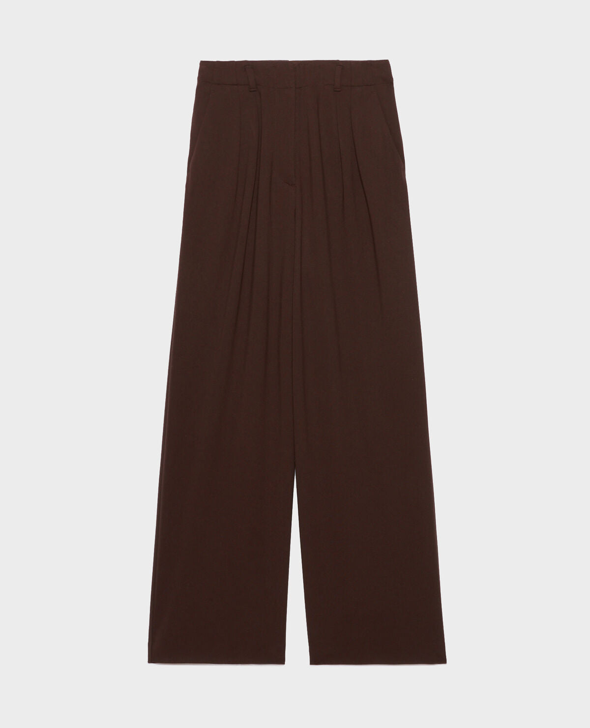Pantalon ample fluide YVONNE - A371 SOLID BROWN COFFEE - 1