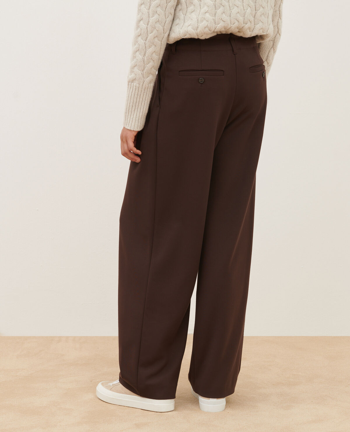 Pantalon ample fluide YVONNE - A371 SOLID BROWN COFFEE - 2