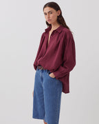 Chemise en coton froissé - J750 BURGUNDY - 2