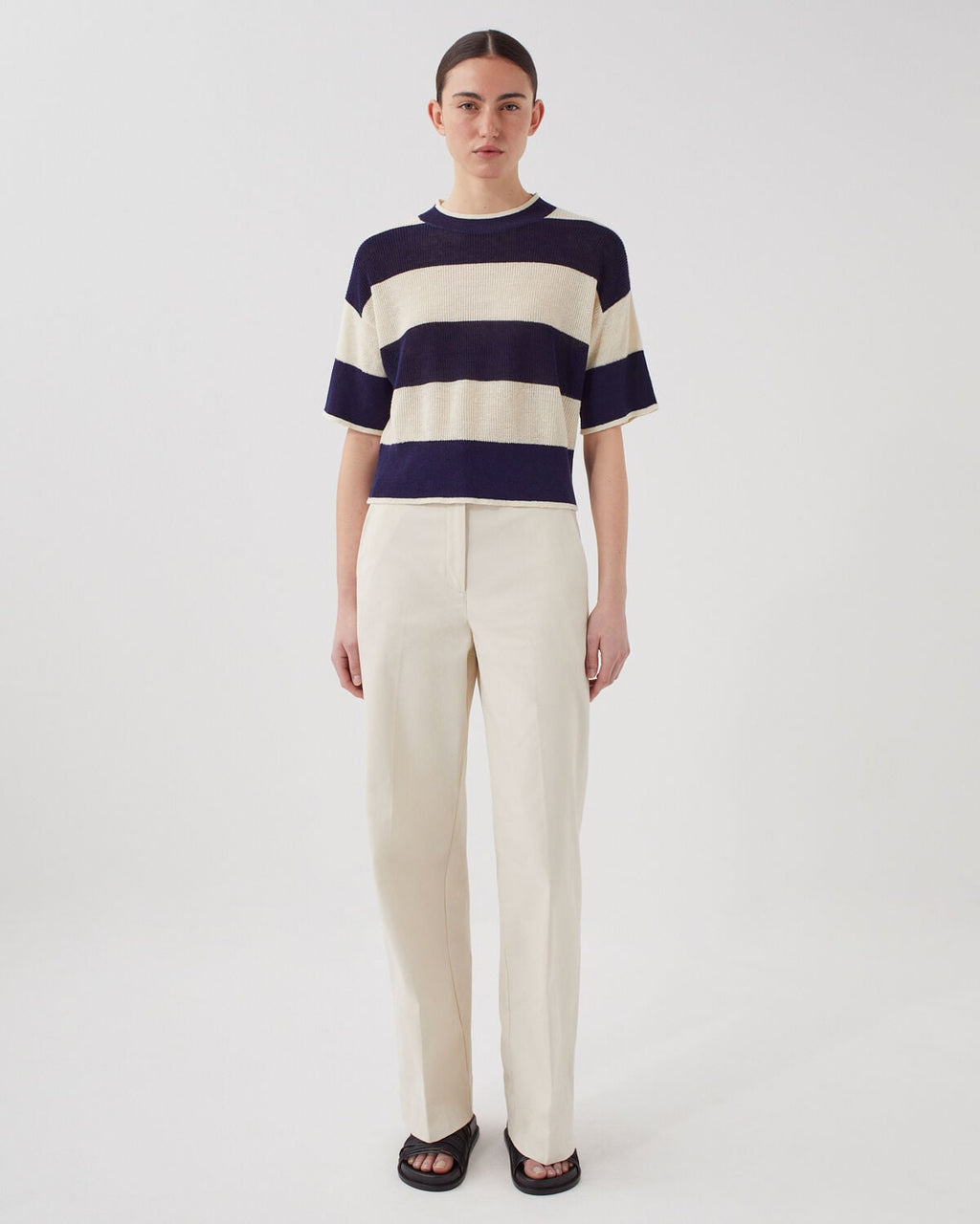 Pull cropped à manches courtes en lin - H692 LARGE BARITONE - 2