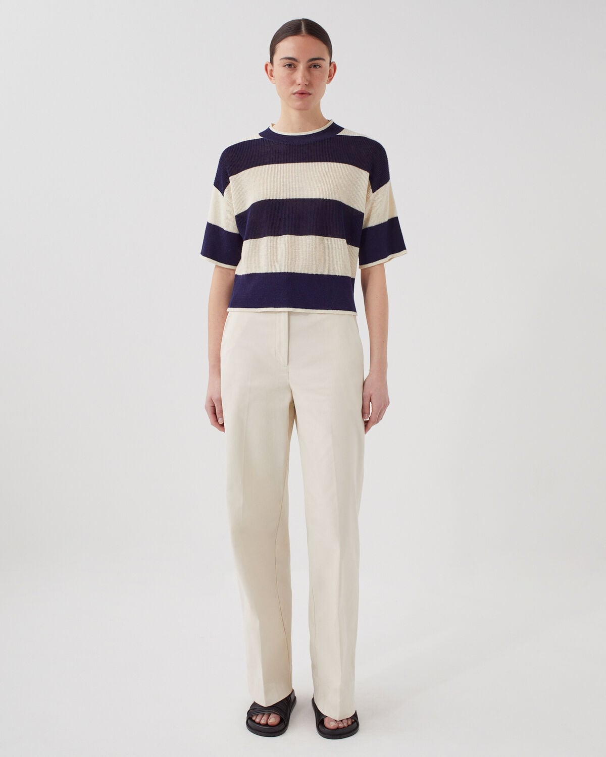Pull cropped à manches courtes en lin - H692 LARGE BARITONE - 2