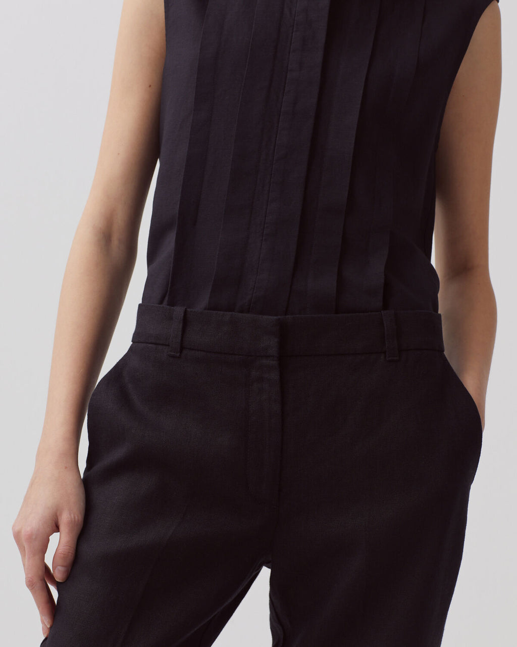 Pantalon cigarette en lin MARGUERITE - H091 BLACK BEAUTY - 2