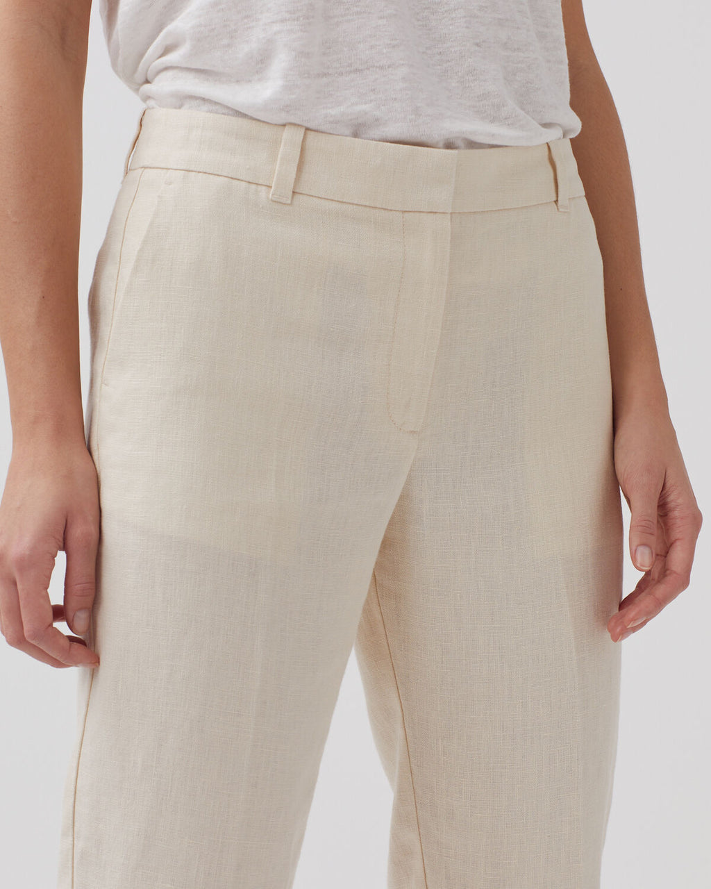 Pantalon cigarette en lin MARGUERITE - H303 WHITE SWAN - 2