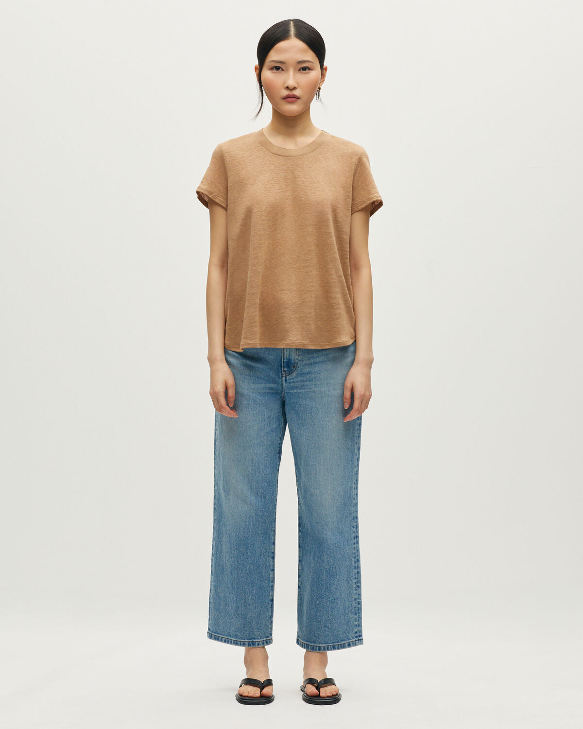 T-shirt col rond en lin AMANDINE - H330 TIGER'S EYE - 2