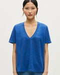 T-shirt col V en lin SARAH - H660 SODALITE BLUE - 1