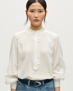 Blouse détails de volants - H013 GARDENIA - 1
