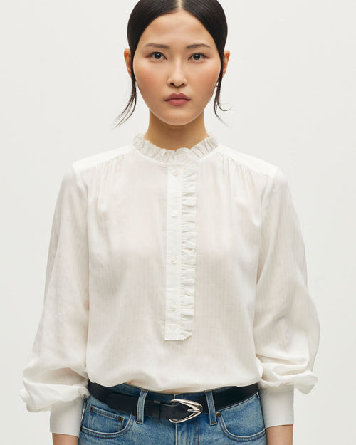 Blouse détails de volants - H013 GARDENIA - 1
