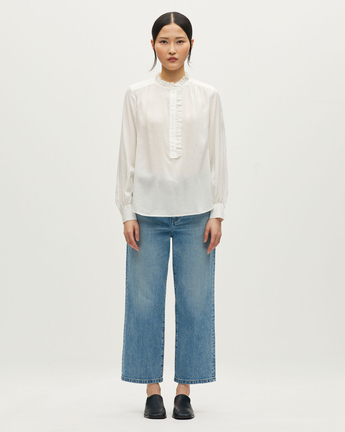 Blouse détails de volants - H013 GARDENIA - 2