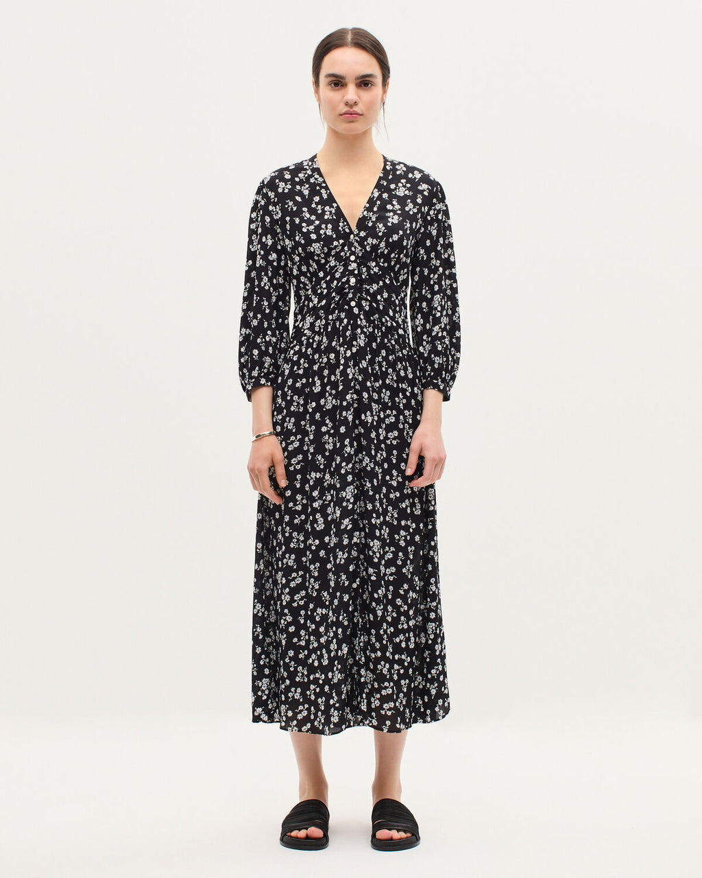 Robe longue fluide - K094 DAISY BLACK - 1