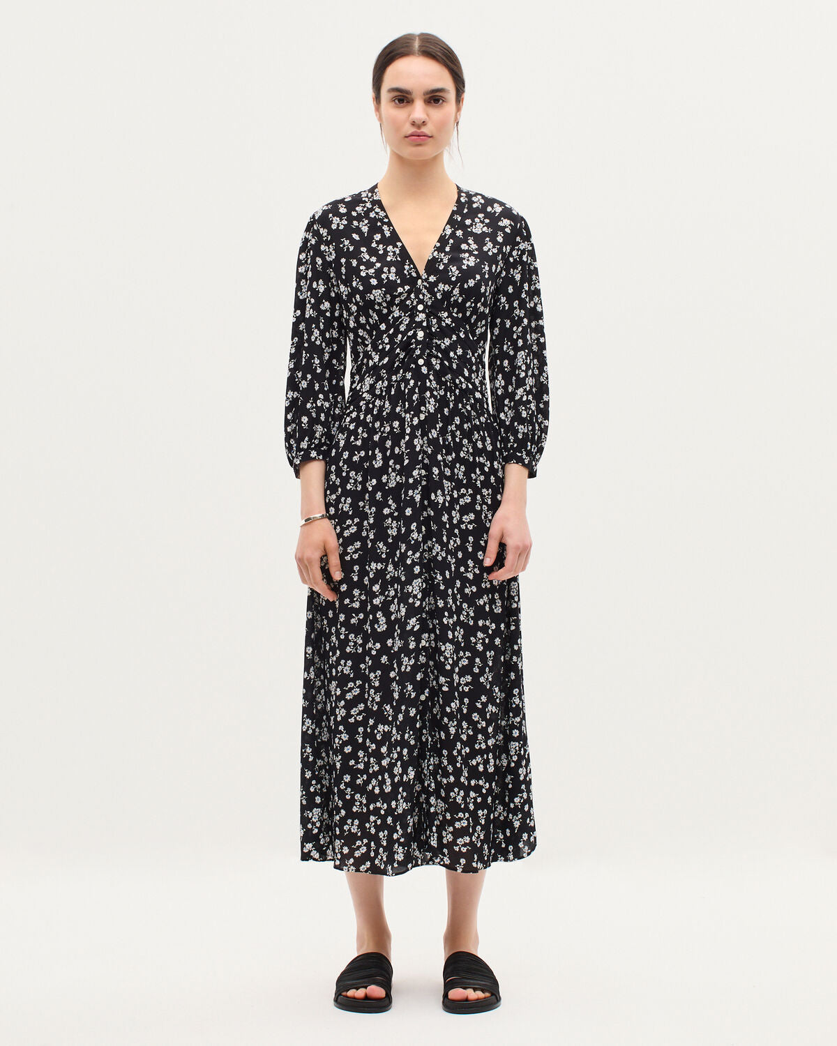 Robe longue fluide - K094 DAISY BLACK - 1