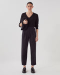 Pantalon à plis en laine CAMILLE - H091 BLACK BEAUTY - 1
