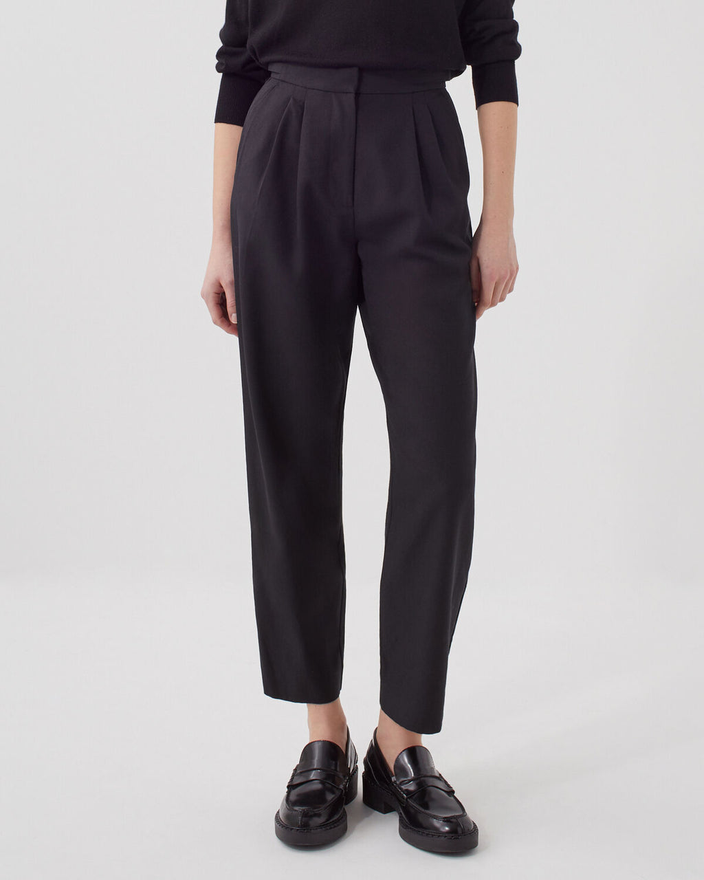 Pantalon à plis en laine CAMILLE - H091 BLACK BEAUTY - 2