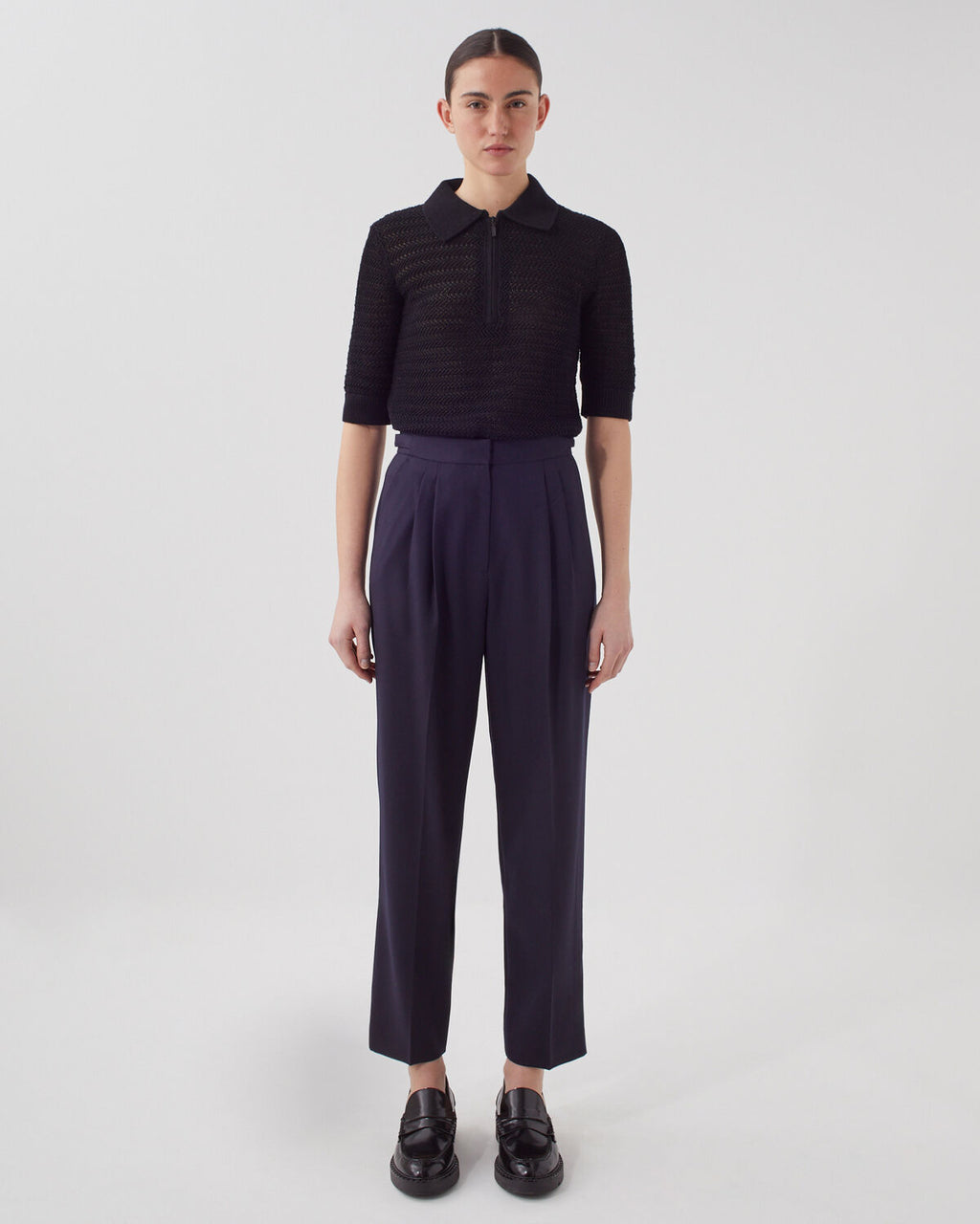 Pantalon à plis en laine CAMILLE - H695 NIGHT SKY - 1