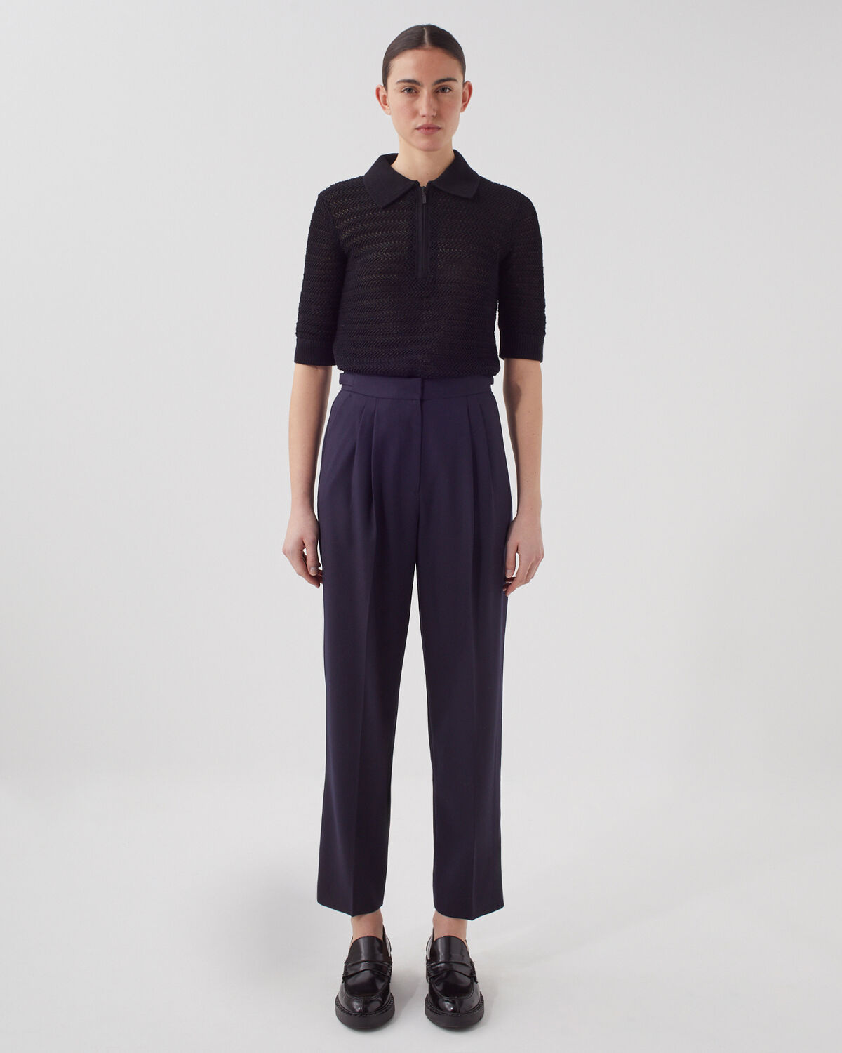 Pantalon à plis en laine CAMILLE - H695 NIGHT SKY - 1