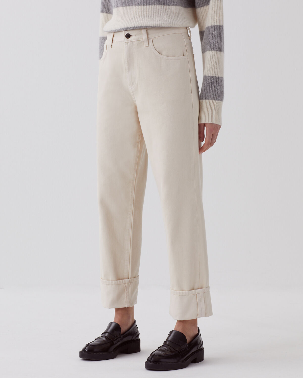 Jean regular à larges revers - U300 NATURAL - 1