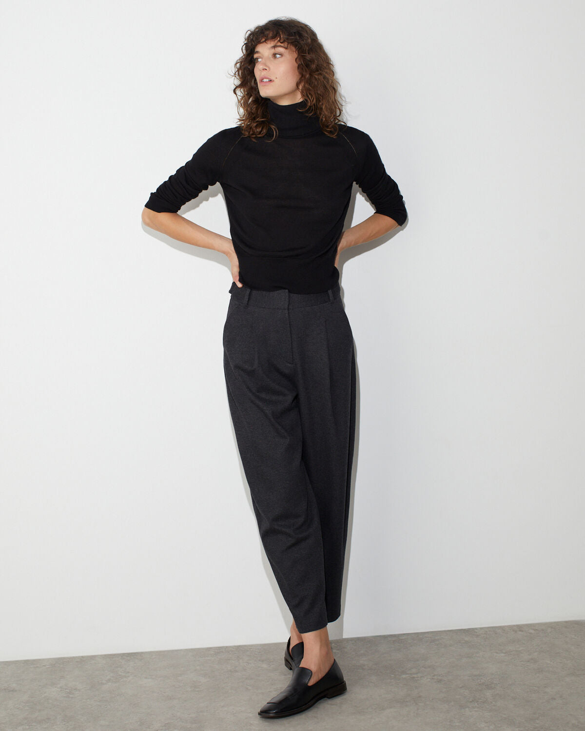 Pantalon barrel en jersey - M081 GRIS NOIR - 1