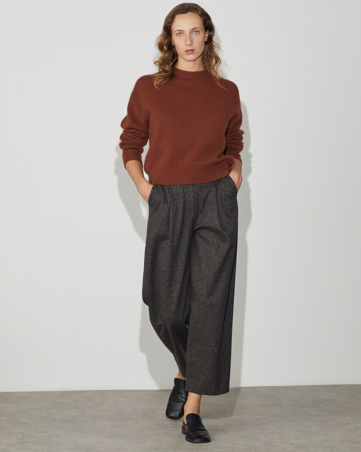 Pantalon barrel en jersey - M394 HERRINGBONE BROWN - 2