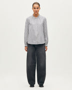 Blouse à col volanté - I072 CHECK CREME GRAY - 2
