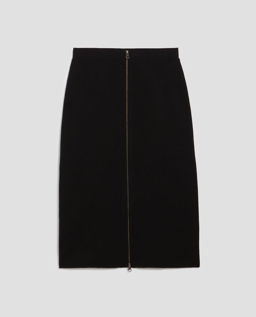 Jupe midi zippée en laine mérinos - H091 BLACK BEAUTY - 1
