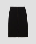 Jupe midi zippée en laine mérinos - H091 BLACK BEAUTY - 1