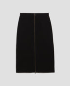 Jupe midi zippée en laine mérinos - H091 BLACK BEAUTY - 1