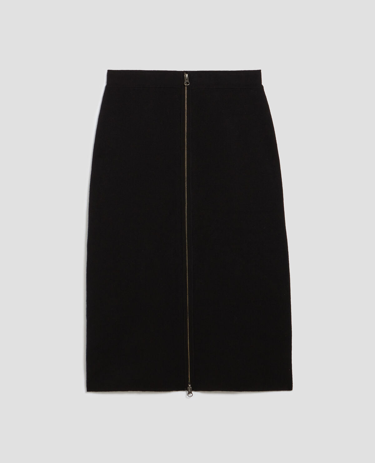 Jupe midi zippée en laine mérinos - H091 BLACK BEAUTY - 1
