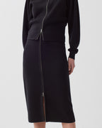 Jupe midi zippée en laine mérinos - H091 BLACK BEAUTY - 2