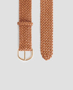 Ceinture large tressée en cuir - J490 MUSTARD GOLD - 2