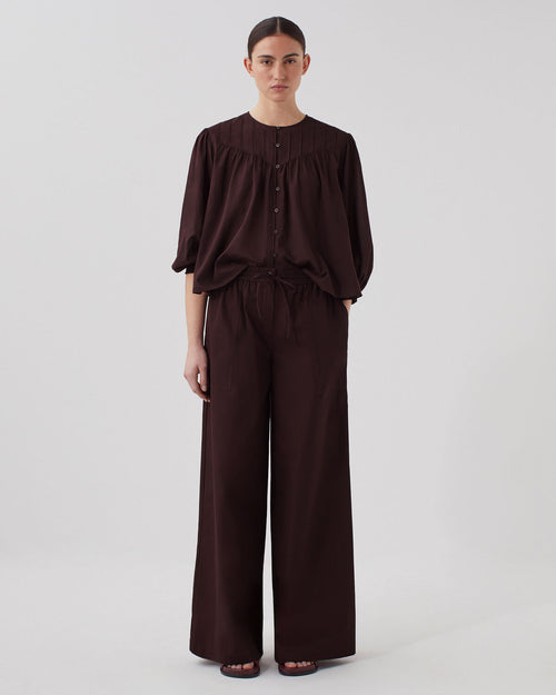 Blouse en voile de coton - J790 CHOCOLATE PLUM - 1