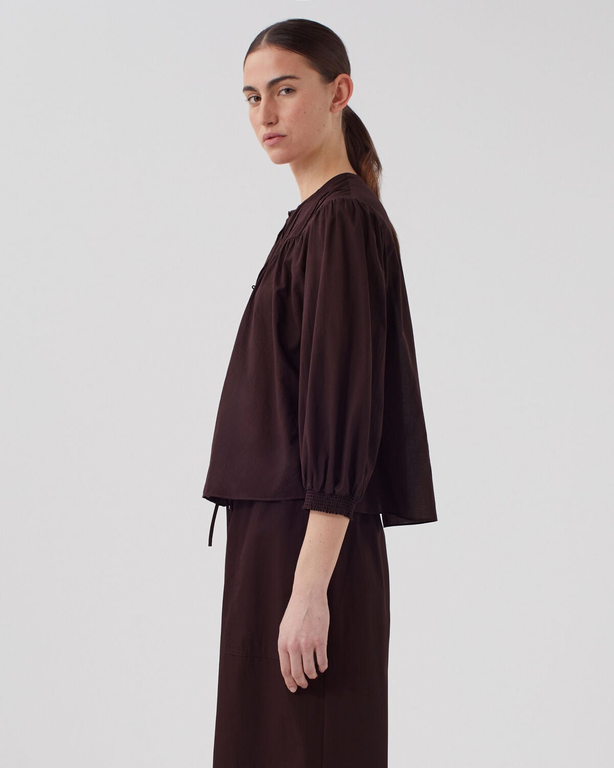 Blouse en voile de coton - J790 CHOCOLATE PLUM - 2