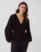 Blouse cache-cœur fluide - H091 BLACK BEAUTY - 1